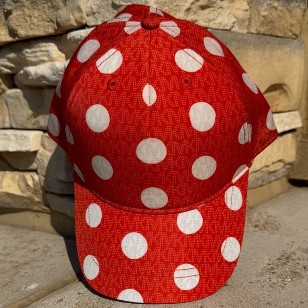 MICHAEL Michael Kors Red and White Polka Dot Baseball Cap
